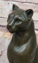 Panther Puma Cougar Cat Bronze Sculpture on Marble Base