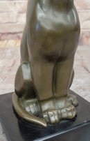Panther Puma Cougar Cat Bronze Sculpture on Marble Base
