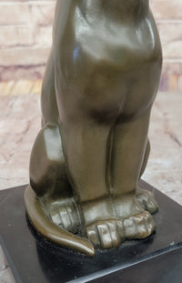 Panther Puma Cougar Cat Bronze Sculpture on Marble Base
