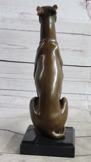 Greyhound Guardian Dog Bronze Sculpture Signed on Marble Base