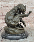 Handcrafted Mountain Lion Bronze Wildlife Sculpture by Merculiano Figurine