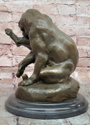 Handcrafted Mountain Lion Bronze Wildlife Sculpture by Merculiano Figurine