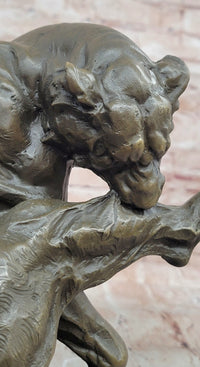 Handcrafted Mountain Lion Bronze Wildlife Sculpture by Merculiano Figurine