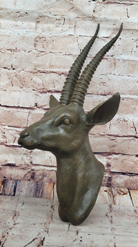 Graceful Gazelle Bronze Sculpture Bust - Wall Mounted