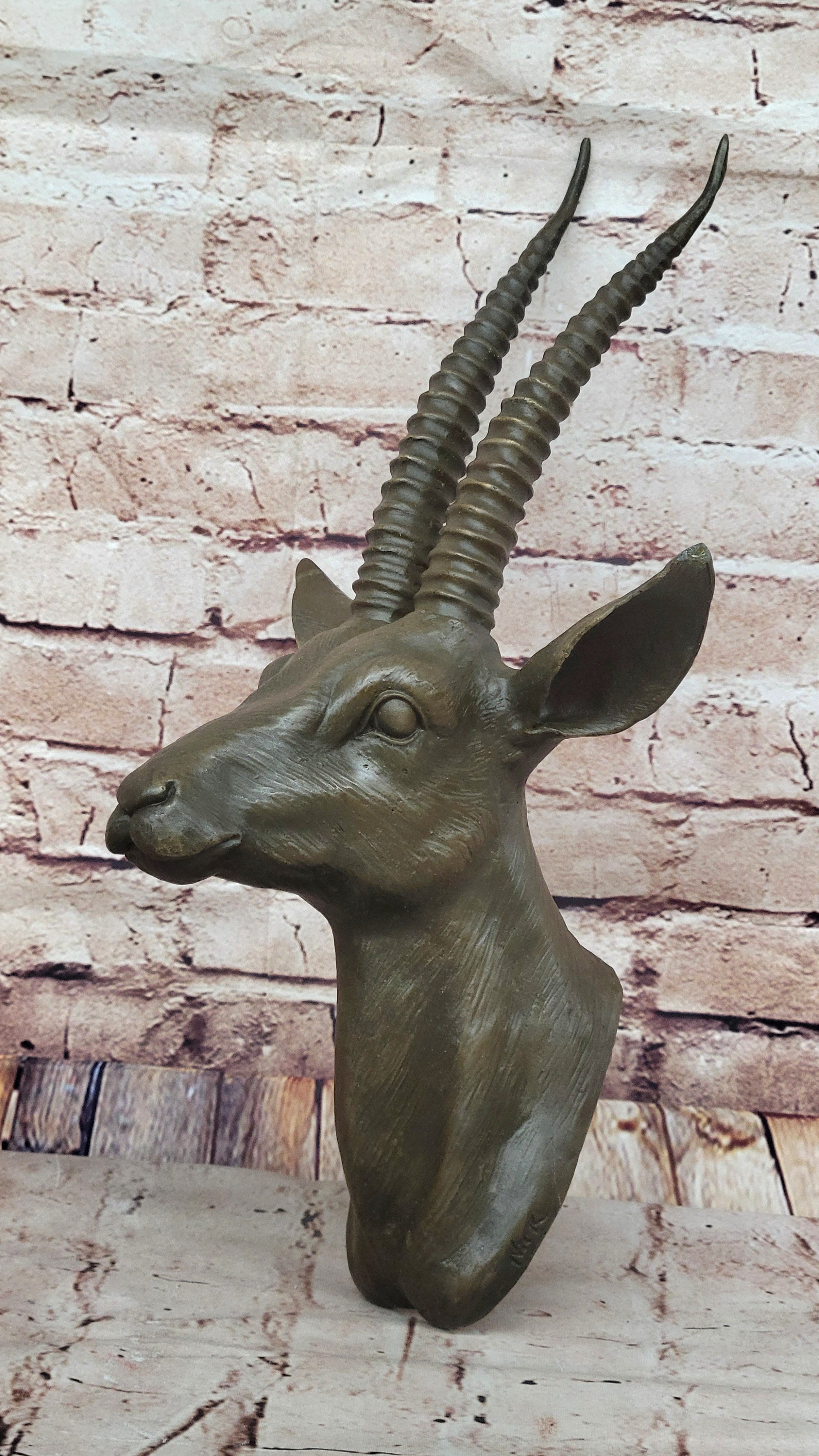 Graceful Gazelle Bronze Sculpture Bust - Wall Mounted