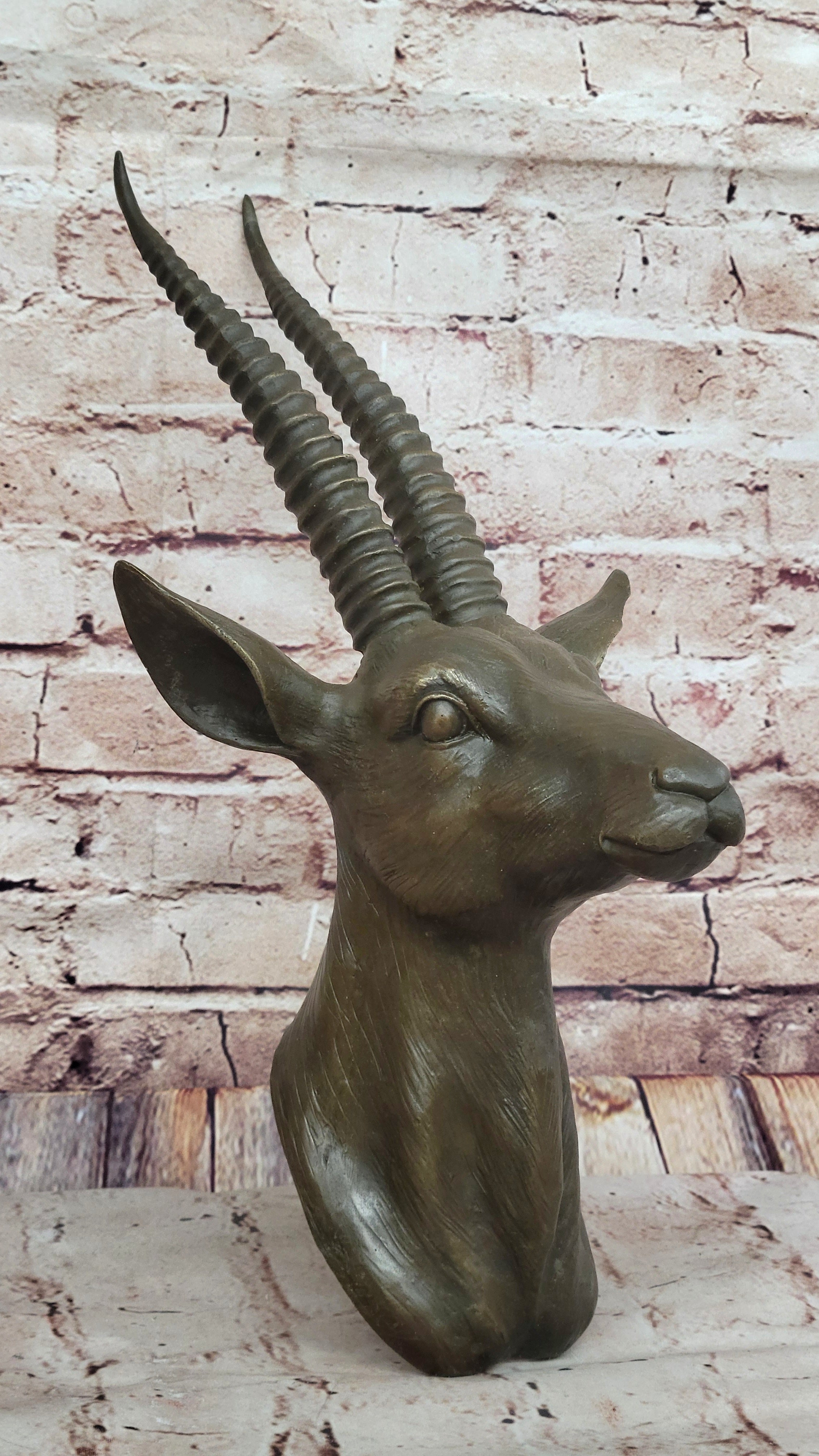 Graceful Gazelle Bronze Sculpture Bust - Wall Mounted