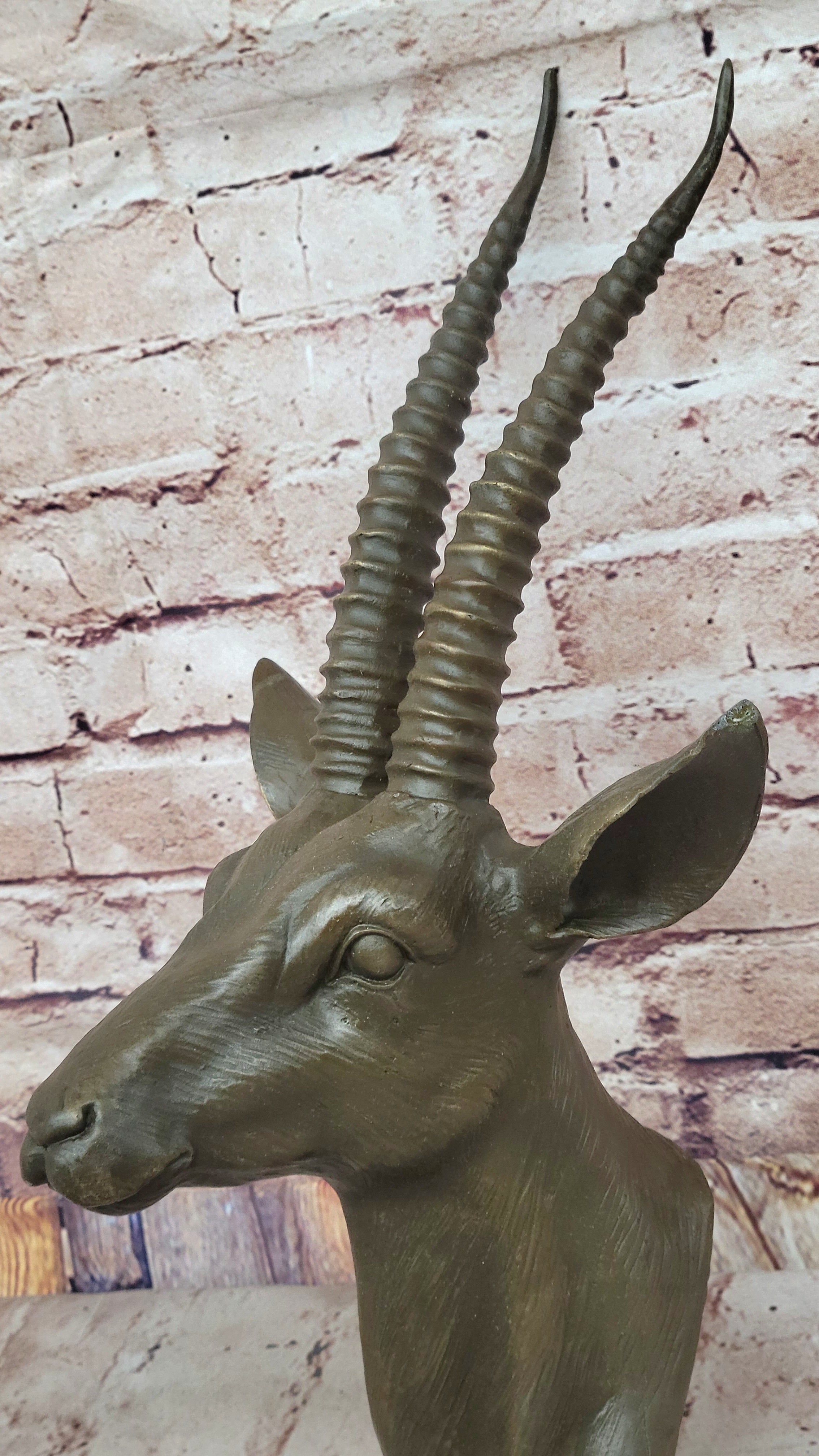 Graceful Gazelle Bronze Sculpture Bust - Wall Mounted