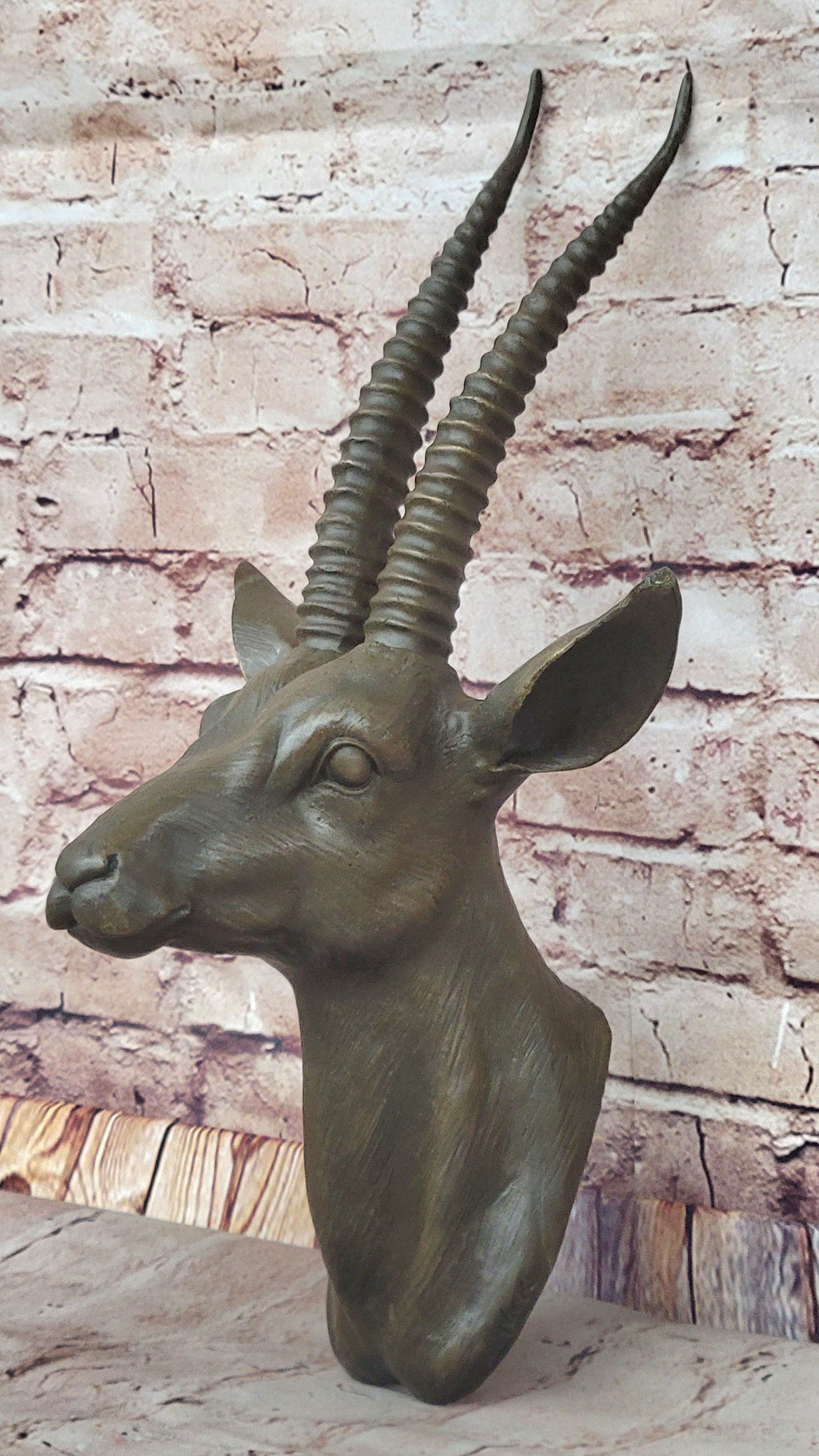 Graceful Gazelle Bronze Sculpture Bust - Wall Mounted