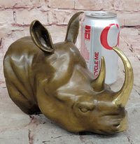 Bronze Rhinoceros Bust with Horns Wildlife