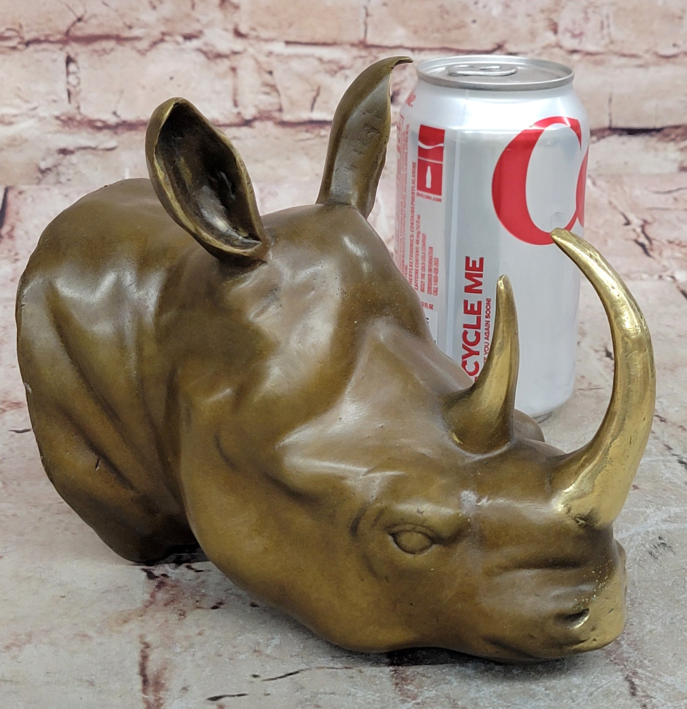 Bronze Rhinoceros Bust with Horns Wildlife