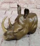 Bronze Rhinoceros Bust with Horns Wildlife