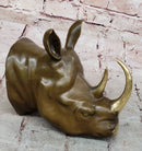 Bronze Rhinoceros Bust with Horns Wildlife