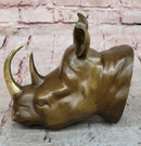 Bronze Rhinoceros Bust with Horns Wildlife