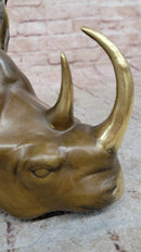 Bronze Rhinoceros Bust with Horns Wildlife