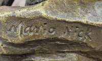 Bear on Boulder Bronze Sculpture on Marble Base