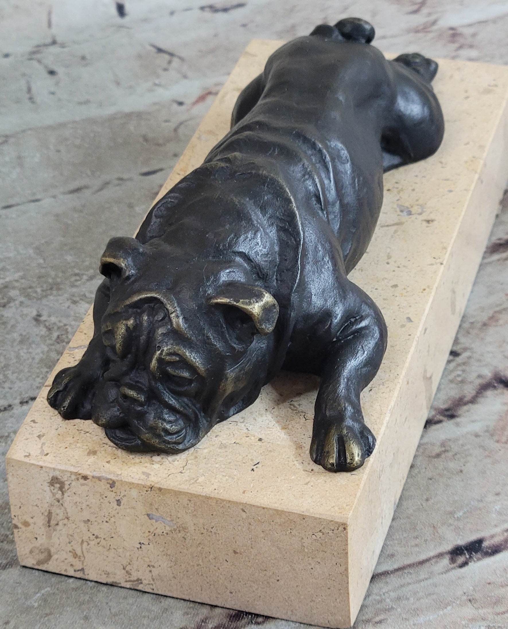 Art Deco English Bulldog 100% Solid Bronze Sculpture