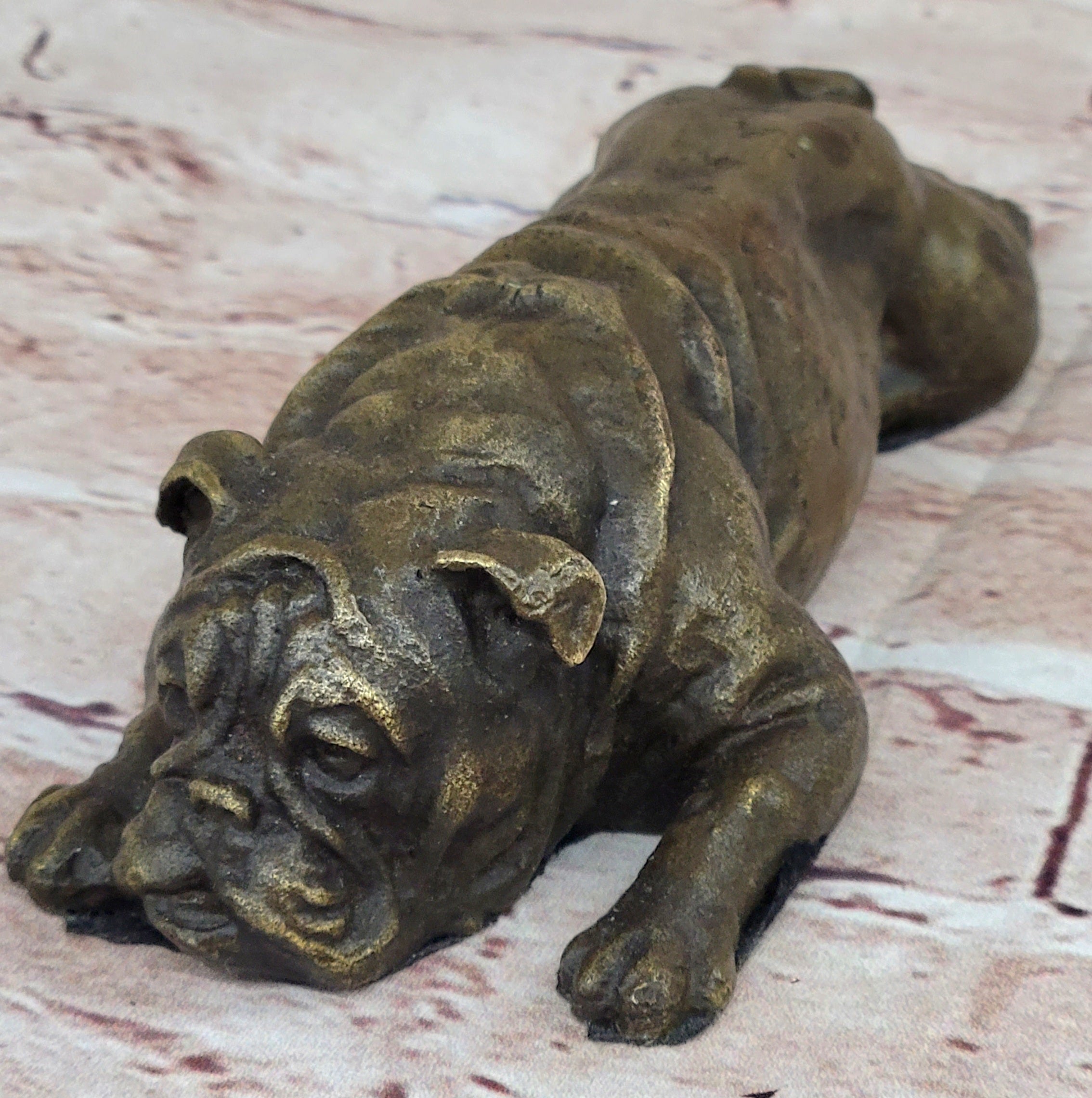 Hot Cast Bronze Bulldog Cute Puppy Pet Art Collectible