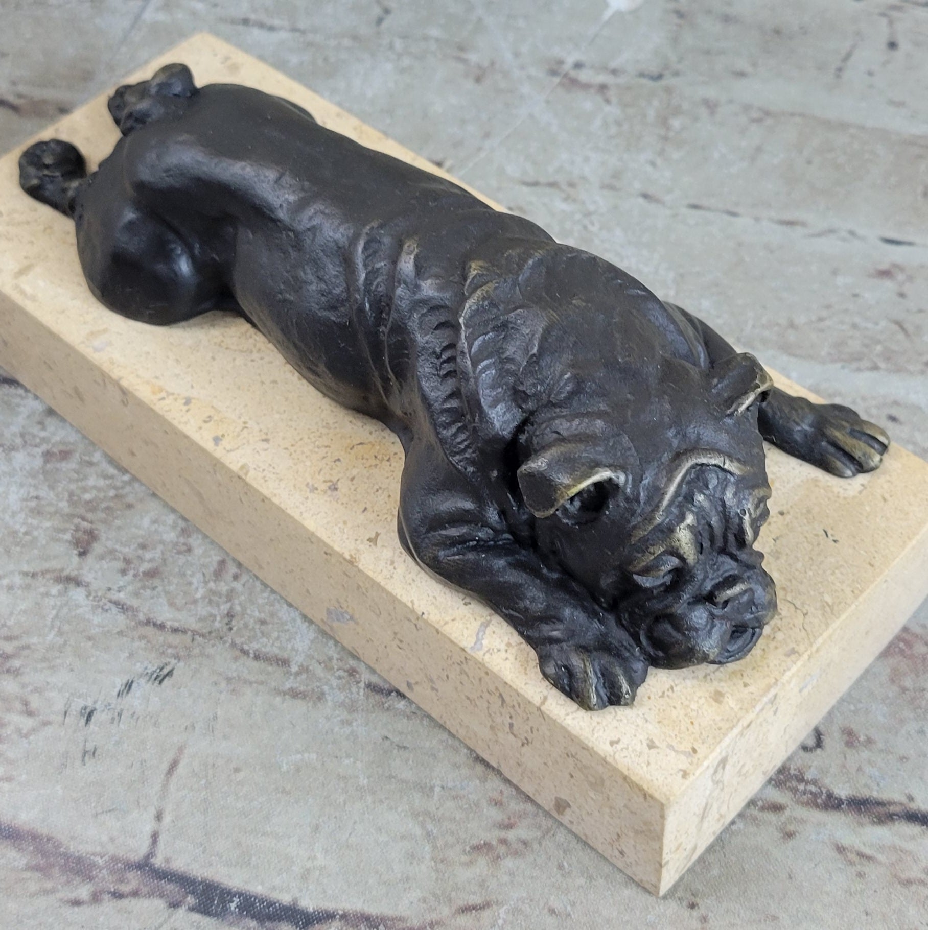 Art Deco English Bulldog 100% Solid Bronze Sculpture