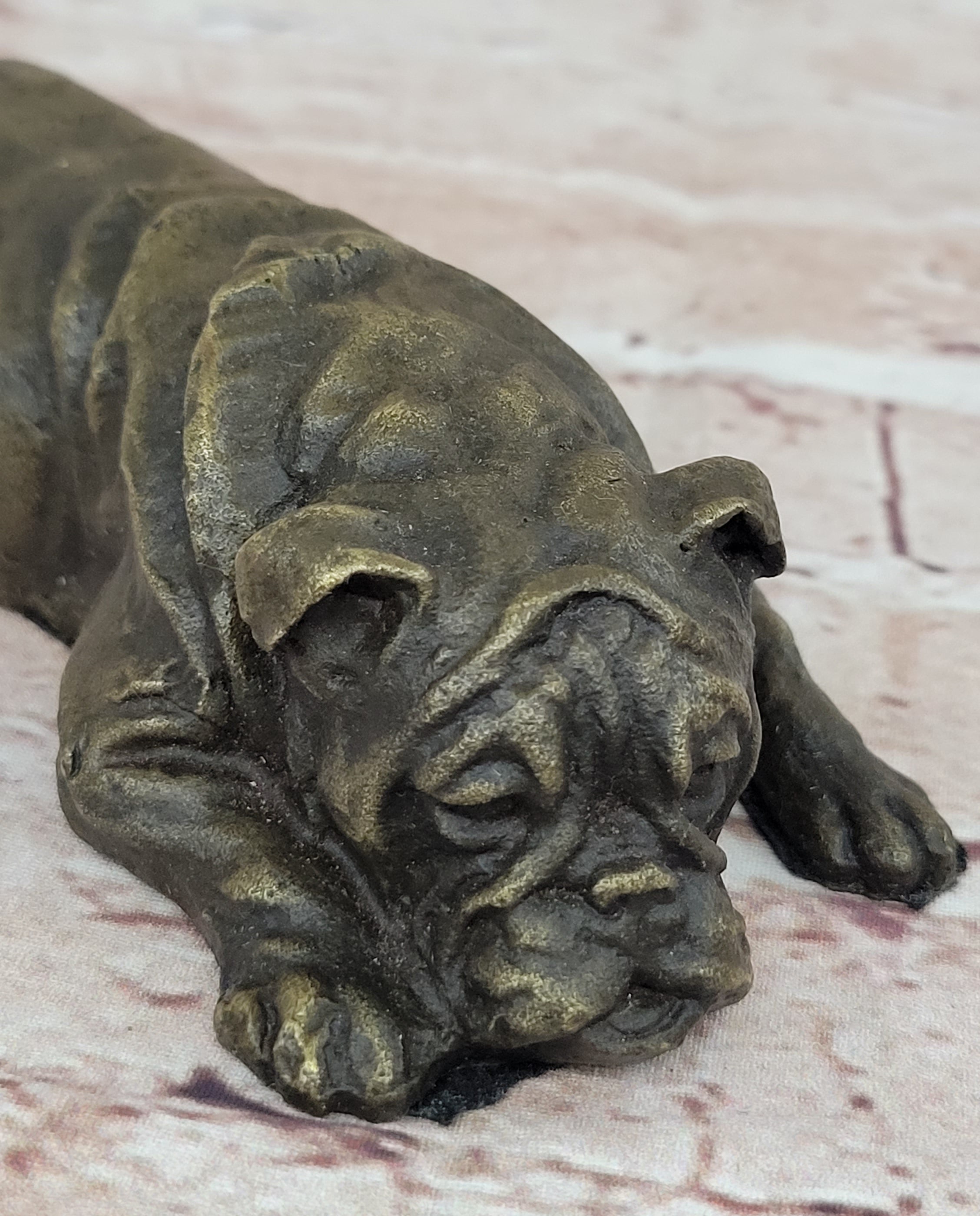 Hot Cast Bronze Bulldog Cute Puppy Pet Art Collectible
