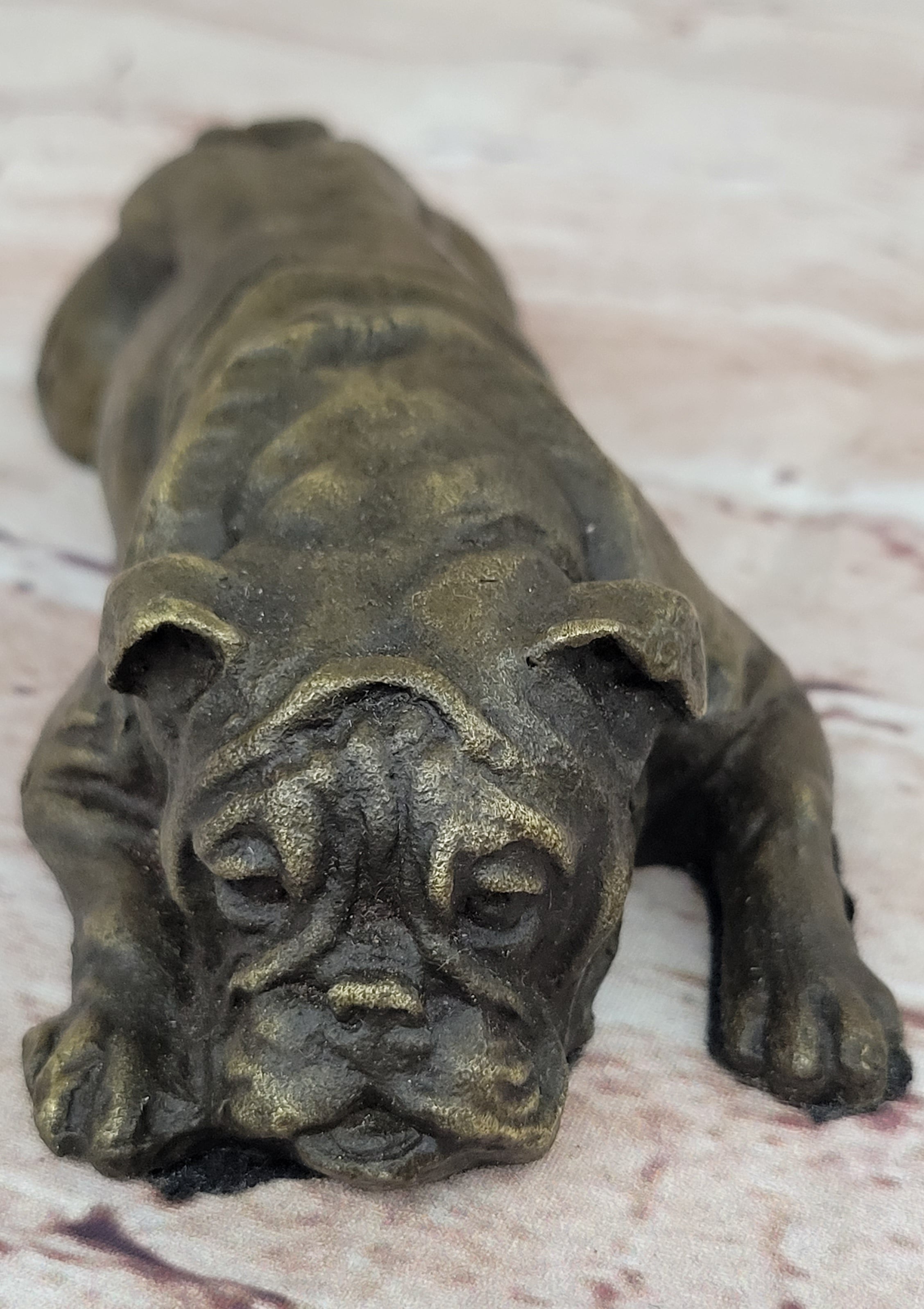 Hot Cast Bronze Bulldog Cute Puppy Pet Art Collectible