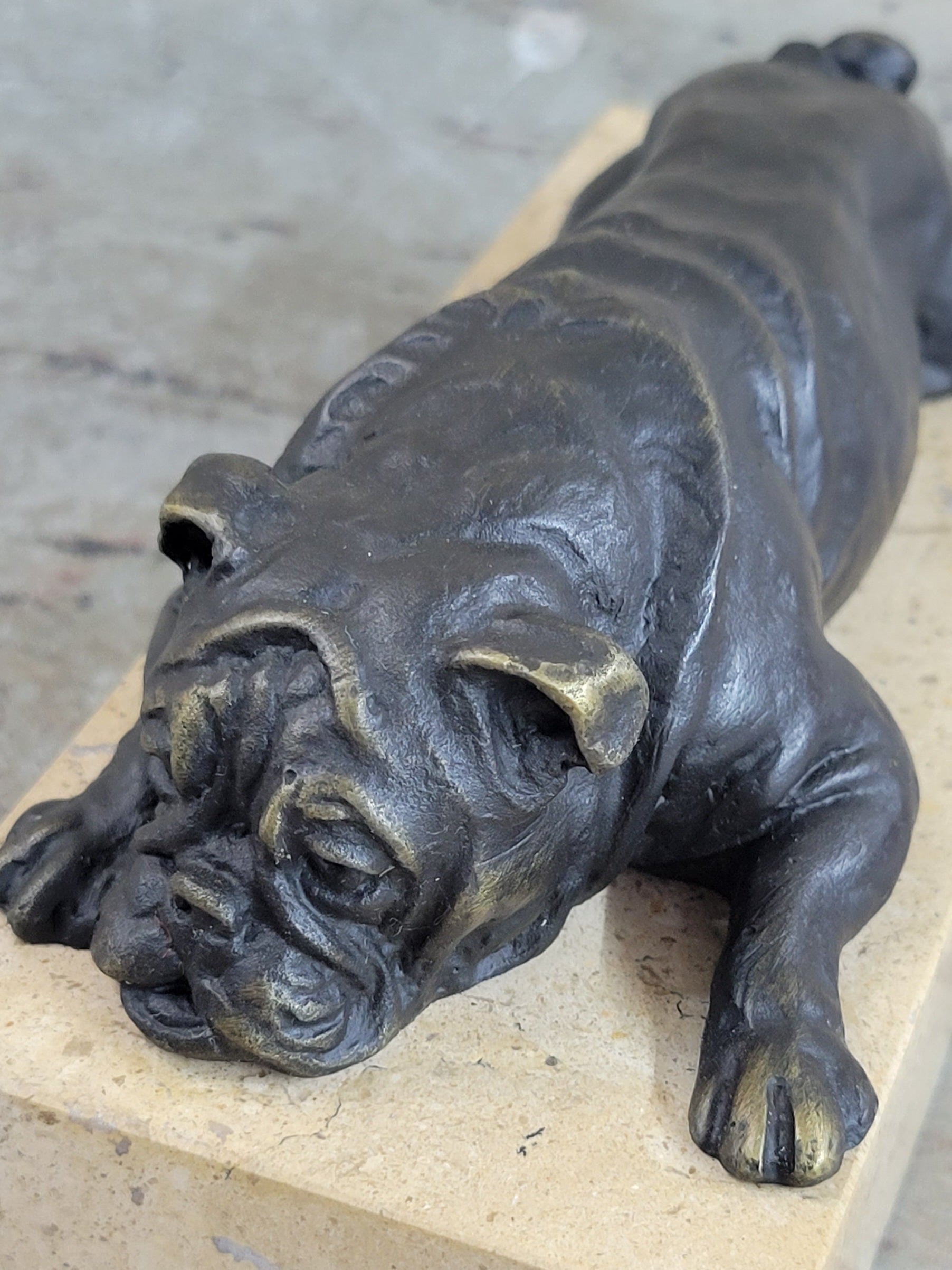Art Deco English Bulldog 100% Solid Bronze Sculpture