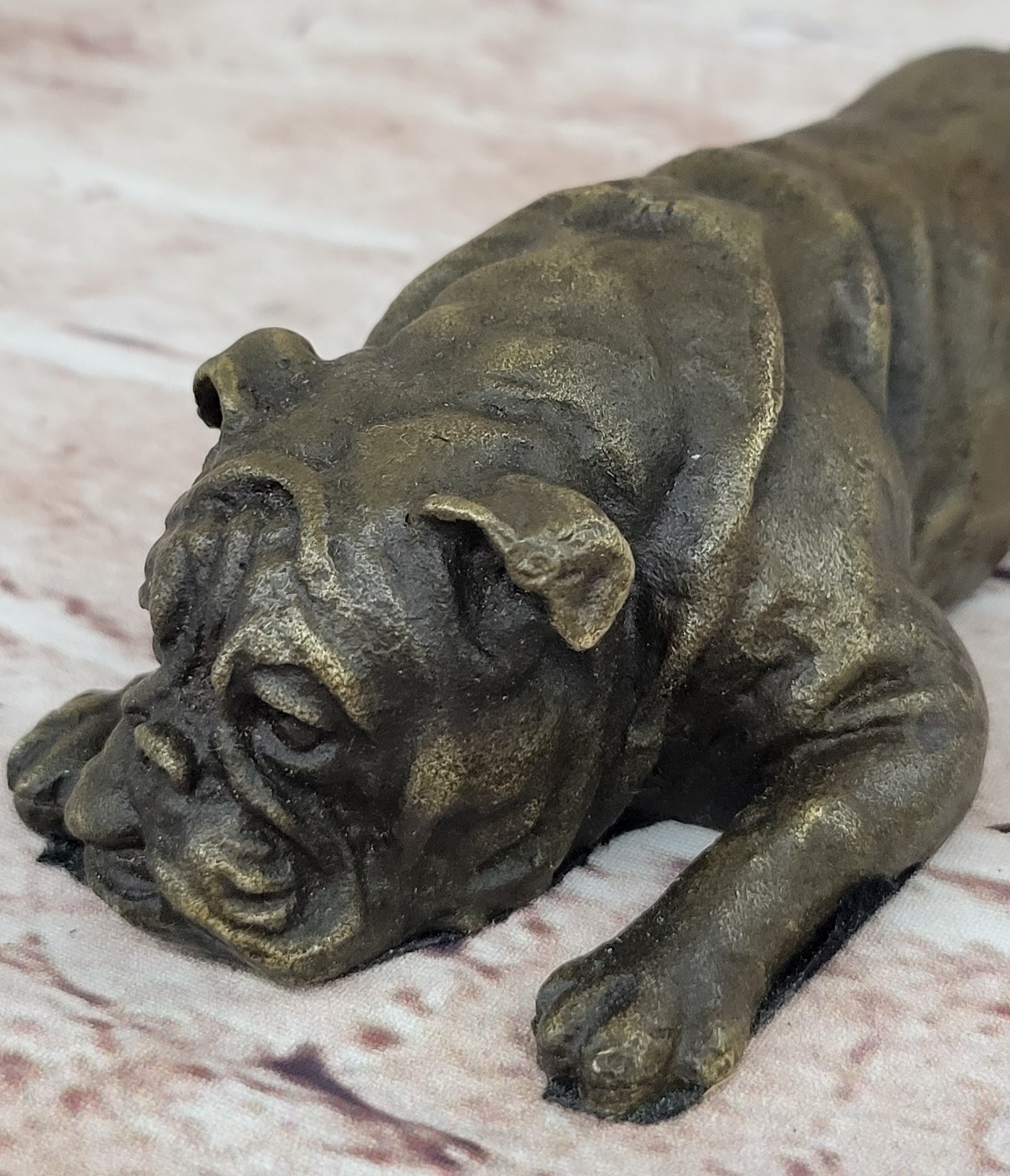 Hot Cast Bronze Bulldog Cute Puppy Pet Art Collectible