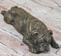 Hot Cast Bronze Bulldog Cute Puppy Pet Art Collectible