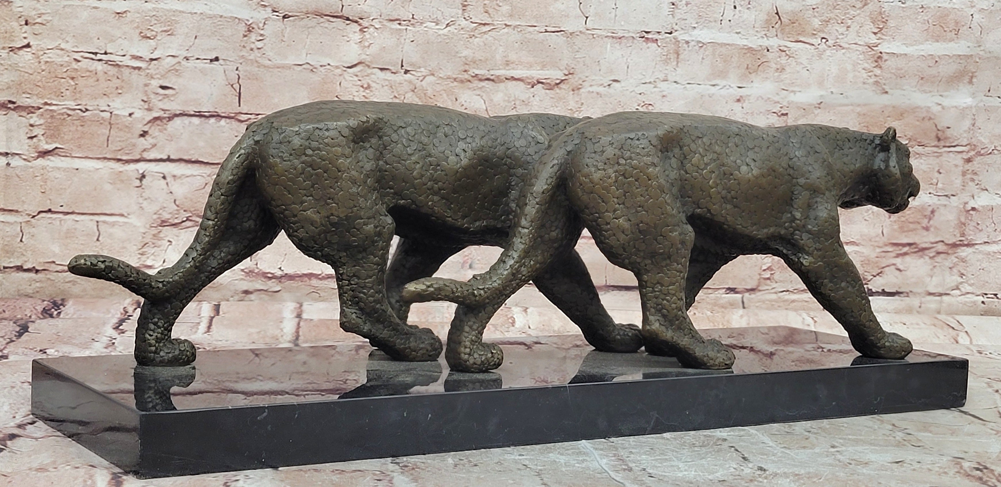 Signed Barye Art Deco sculpture of two panthers Abstract Modern Artwork Statue