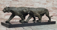 Signed Barye Art Deco sculpture of two panthers Abstract Modern Artwork Statue