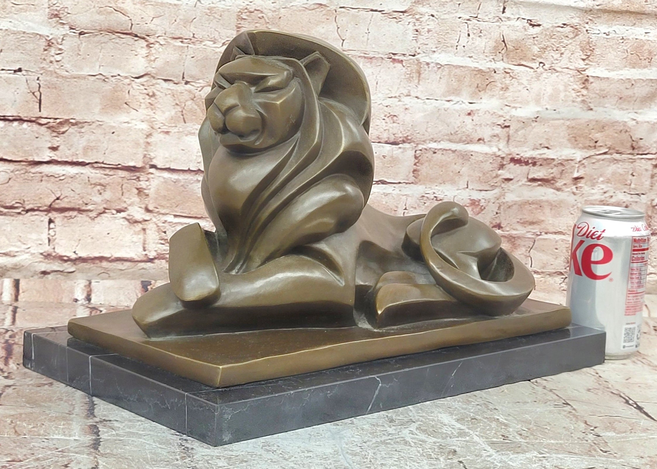 Bronze Statue Animal Abstract Modern Artwork Lion Sculpture by H. Moore