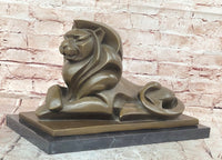 Bronze Statue Animal Abstract Modern Artwork Lion Sculpture by H. Moore