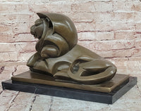Bronze Statue Animal Abstract Modern Artwork Lion Sculpture by H. Moore
