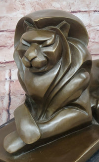 Bronze Statue Animal Abstract Modern Artwork Lion Sculpture by H. Moore