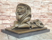 Bronze Statue Animal Abstract Modern Artwork Lion Sculpture by H. Moore