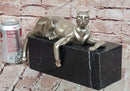 Bronze Panther Sculpture Cubist Style Cougar Statue Signed Original Juno Gift