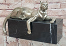 Bronze Panther Sculpture Cubist Style Cougar Statue Signed Original Juno Gift