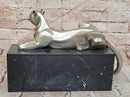 Bronze Panther Sculpture Cubist Style Cougar Statue Signed Original Juno Gift