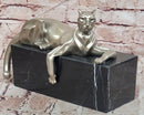 Bronze Panther Sculpture Cubist Style Cougar Statue Signed Original Juno Gift