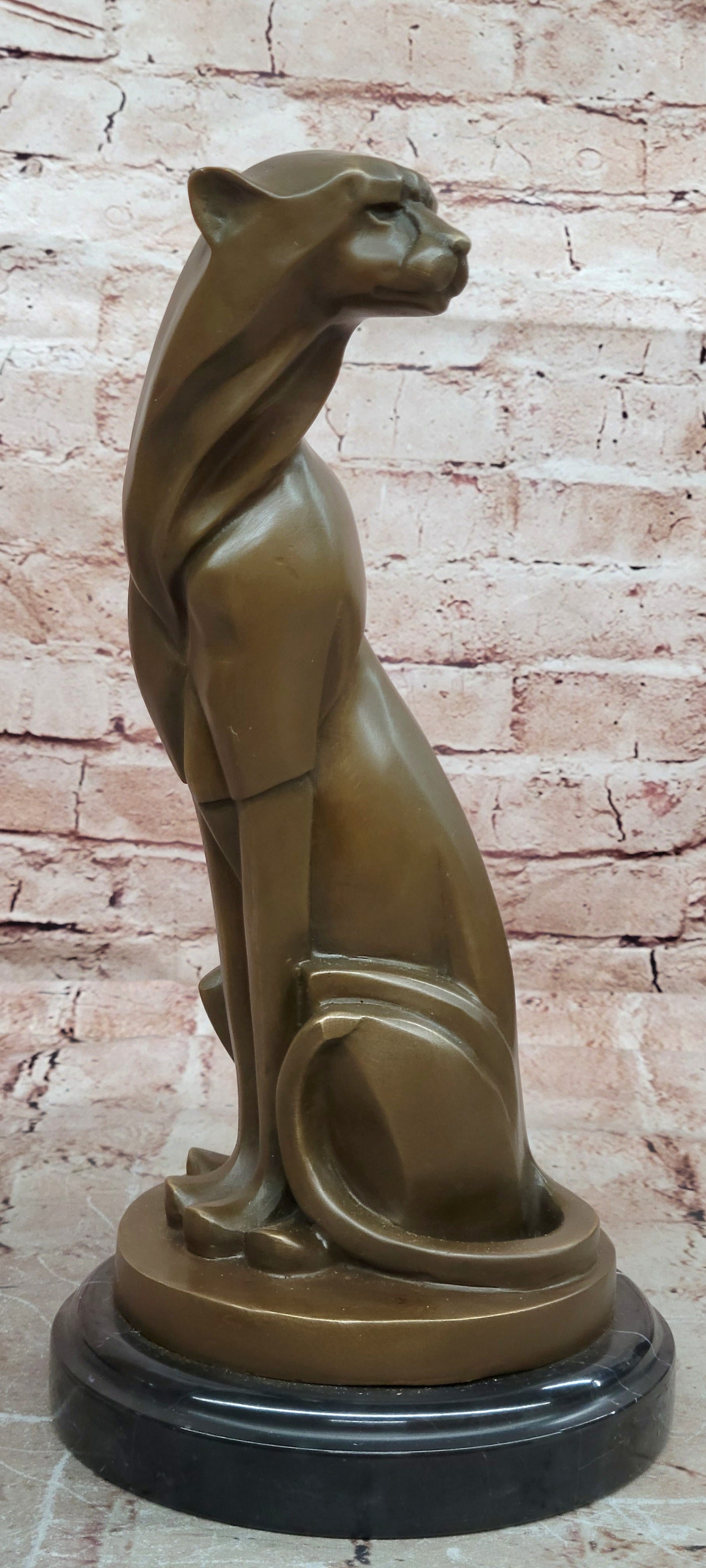 Hand Made Cougar Puma Mountain Lion Genuine Bronze Sculpture by Milo
