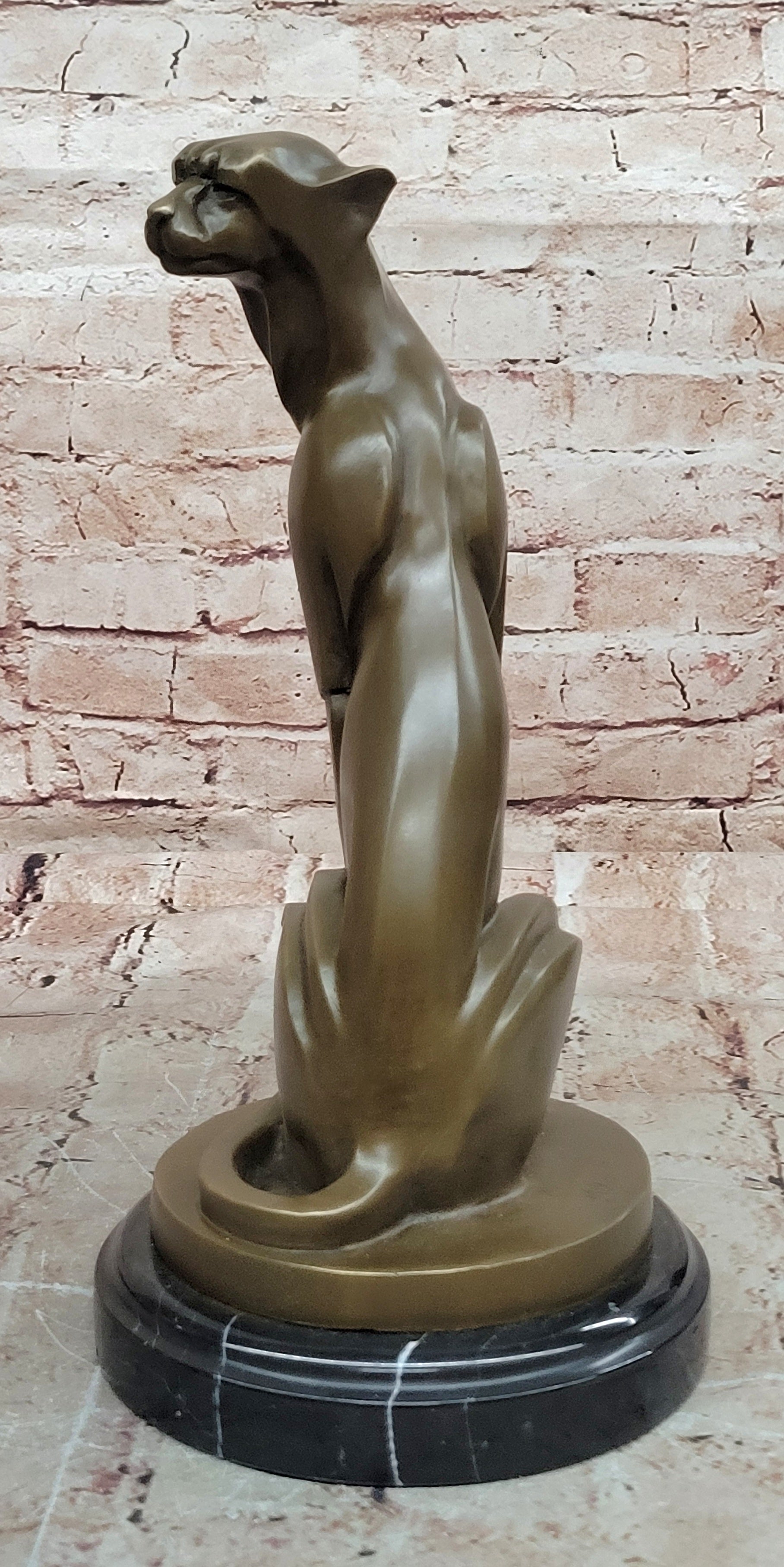 Hand Made Cougar Puma Mountain Lion Genuine Bronze Sculpture by Milo
