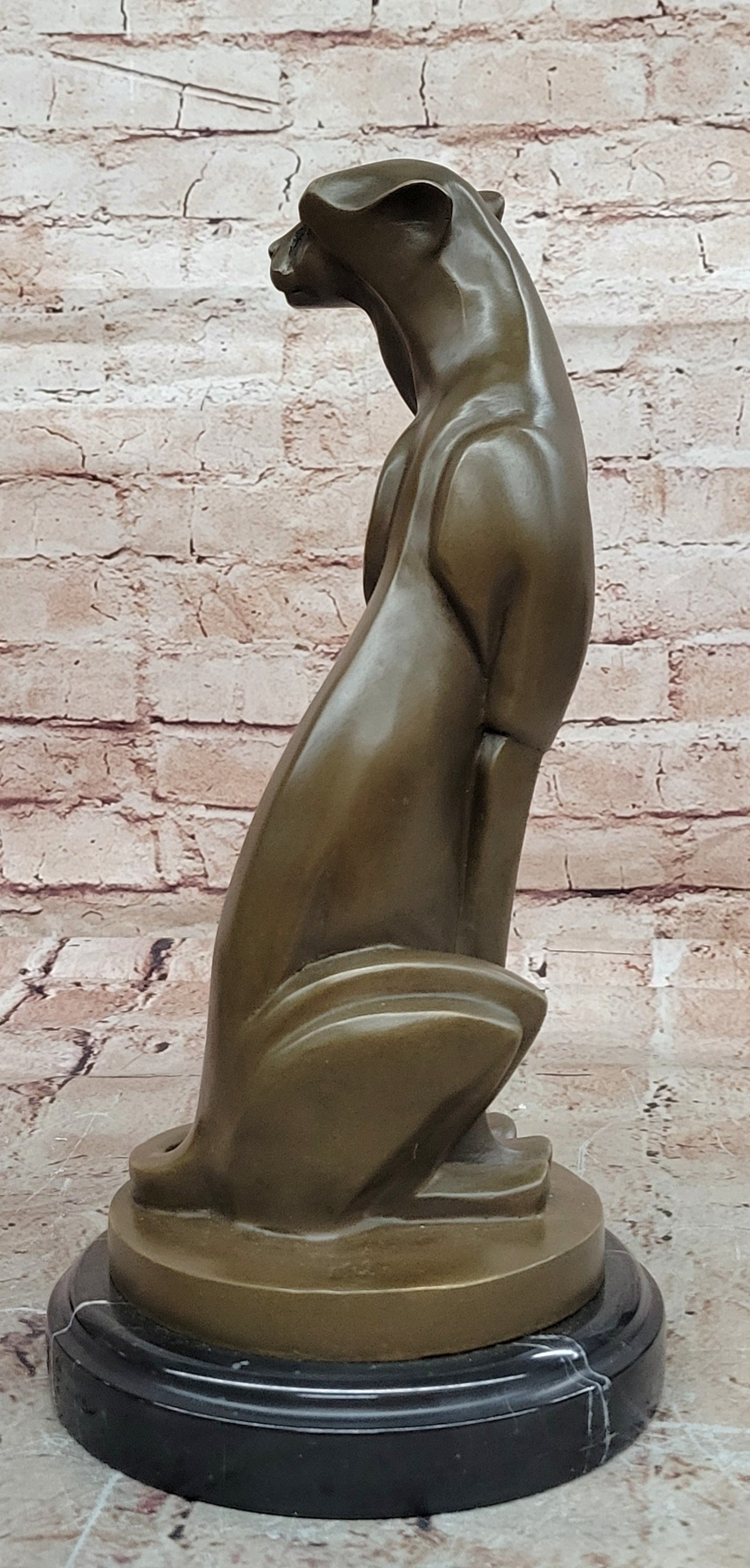 Hand Made Cougar Puma Mountain Lion Genuine Bronze Sculpture by Milo