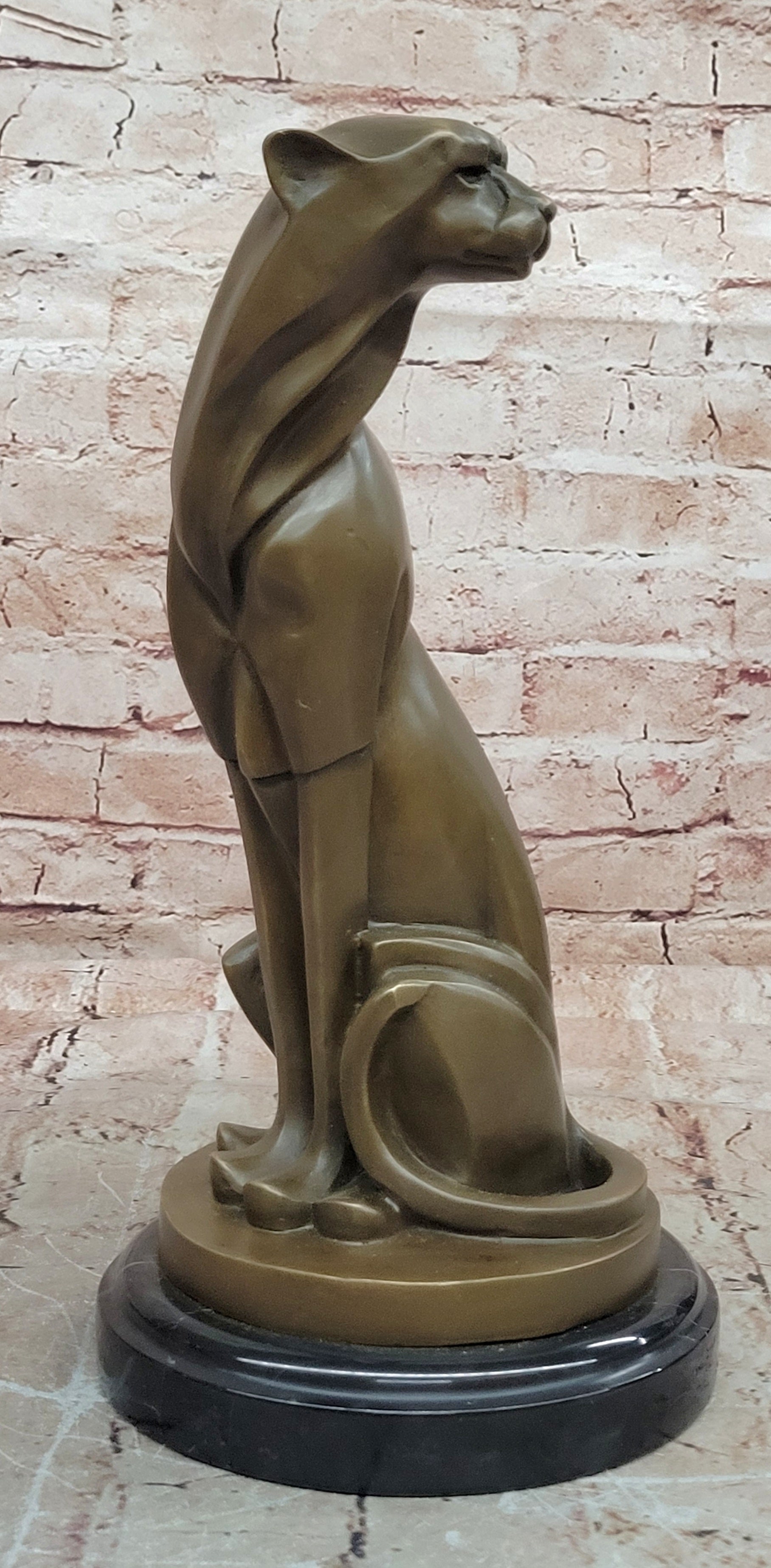 Hand Made Cougar Puma Mountain Lion Genuine Bronze Sculpture by Milo