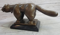 Fernando Botero Cat Gato Bronze Metal Sculpture on Marble Base