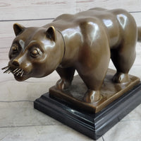 Fernando Botero Cat Gato Bronze Metal Sculpture on Marble Base