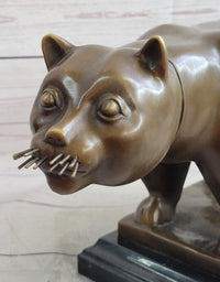 Fernando Botero Cat Gato Bronze Metal Sculpture on Marble Base