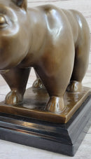 Fernando Botero Cat Gato Bronze Metal Sculpture on Marble Base