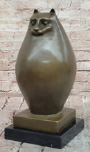 Extra Large Botero Chubby Cat Genuine Bronze Sculpture Figurine Statue