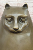 Extra Large Botero Chubby Cat Genuine Bronze Sculpture Figurine Statue