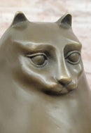 Extra Large Botero Chubby Cat Genuine Bronze Sculpture Figurine Statue