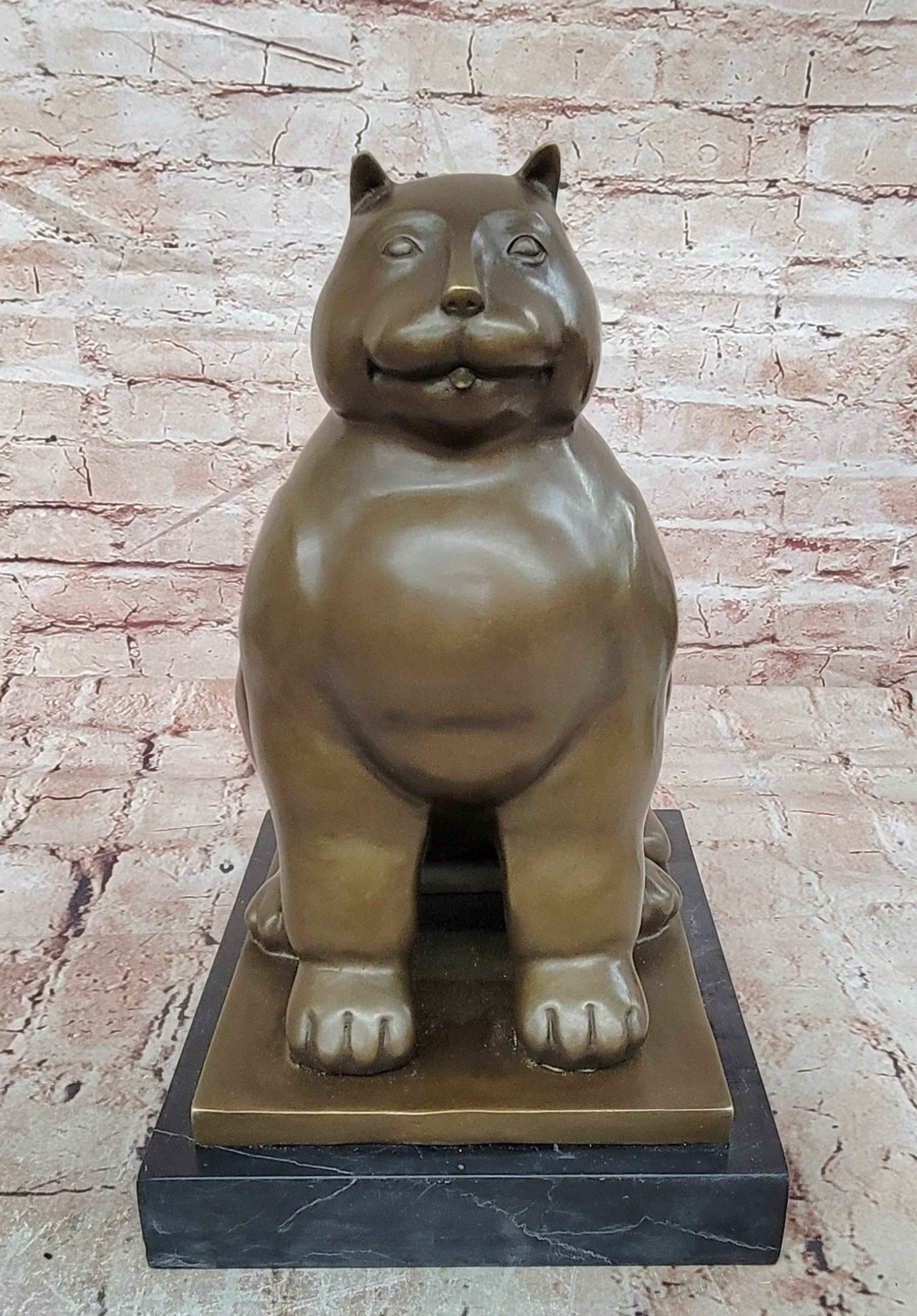 Fernando Botero Statue Large Fat Cat Bronze Signed Contemporary Figurine Figure